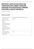 EPD EXAM LATESTACTUAL EXAM 120 QUESTIONS AND CORRECT DETAILED ANSWERS WITH RATIONALES &lpar;VERIFIED ANSWERS&rpar; &vert;ALREADY GRADED A&plus;