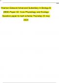 Pearson Edexcel Advanced Subsidiary In Biology B &lpar;8BI0&rpar; Paper 02&colon; Core Physiology and Ecology Question paper & mark scheme Thursday 23 may 2024
