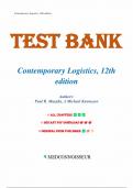 Test Bank For Contemporary Logistics 12th Edition By Paul Murphy&comma; All Chapters 1-14
