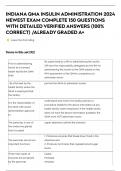 INDIANA QMA INSULIN ADMINISTRATION 2024 NEWEST EXAM COMPLETE 150 QUESTIONS WITH DETAILED VERIFIED ANSWERS &lpar;100&percnt; CORRECT&rpar; &sol;ALREADY GRADED A&plus;