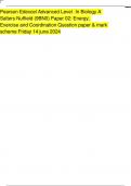 Pearson Edexcel Advanced Level In Biology A Salters Nuffield &lpar;9BN0&rpar; Paper 02&colon; Energy&comma; Exercise and Coordination Question paper & mark scheme Friday 14 june 2024