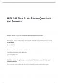 HIEU 241 Final Exam Review Questions and Answers