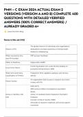 PMH &ndash; C EXAM 2024 ACTUAL EXAM 2 VERSIONS &lpar;VERSION AAND B&rpar; COMPLETE 400 QUESTIONS WITH DETAILED VERIFIED ANSWERS &lpar;100&percnt; CORRECTANSWERS&rpar; &sol; ALREADY GRADED A&plus;
