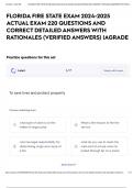 FLORIDA FIRE STATE EXAM 2024-2025 ACTUAL EXAM 220 QUESTIONS AND CORRECT DETAILED ANSWERS WITH RATIONALES &lpar;VERIFIED ANSWERS&rpar; &vert;AGRADE