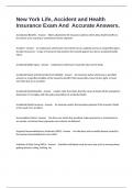 New York Life&comma; Accident and Health Insurance Exam And  Accurate Answers&period;