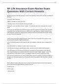 NY Life Insurance Exam Review Exam Questions With Correct Answers &period;