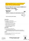 2024 Pearson Edexcel Level 1&sol;Level 2 GCSE Spanish  1SP0&sol;3H PAPER 3&colon; Reading and understanding in  Spanish&period; With Marking Scheme Merged