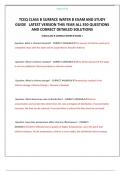 TCEQ CLASS B SURFACE WATER B EXAM AND STUDY GUIDE   LATEST VERSION THIS YEAR ALL 350 QUESTIONS AND CORRECT DETAILED SOLUTIONS  