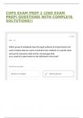 CHPS EXAM PREP 2 &lpar;2ND EXAM PREP&rpar; QUESTIONS WITH COMPLETE SOLTUTIONS&excl;&excl;