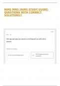 NIMS MMS &lpar;NIMS STUDY GUIDE&rpar; QUESTIONS WITH CORRECT SOLUTIONS&excl;&excl;