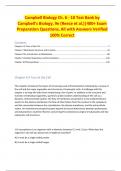 Campbell Biology Ch&period; 6 - 10 Test Bank by Campbell's Biology&comma; 9e &lpar;Reece et al&period;&rpar;&vert;400&plus; Exam Preparation Questions&comma; All with Answers Verified 100&percnt; Correct