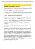 Indiana Life & Health Insurance Exam Questions with  Answers &lpar;All Answers Correct&rpar;