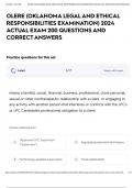 OLERE &lpar;OKLAHOMA LEGAL AND ETHICAL RESPONSIBILITIES EXAMINATION&rpar; 2024 ACTUAL EXAM 200 QUESTIONS AND CORRECT ANSWERS