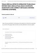 TEXAS SPECIAL EFFECTS OPERATOR TFM06 EXAM NEWEST 2024-2025 ACTUAL EXAM COMPLETE QUESTIONS AND CORRECT DETAILED ANSWERS &lpar;VERIFIED ANSWERS&rpar;