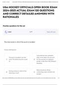 USA HOCKEY OFFICIALS OPEN BOOK EXAM 2024-2025 ACTUAL EXAM 120 QUESTIONS AND CORRECT DETAILED ANSWERS WITH RATIONALES