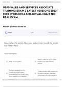 USPS SALES AND SERVICES ASSOCIATE TRAINING EXAM 2 LATEST VERSIONS 2023- 2024 &lpar;VERSION A & B&rpar; ACTUAL EXAM 300 REAL EXAM