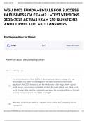 WGU D072 FUNDAMENTALS FOR SUCCESS IN BUSINESS OA EXAM 2 LATEST VERSIONS 2024-2025 ACTUAL EXAM 250 QUESTIONS AND CORRECT DETAILED ANSWERS