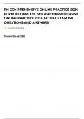 RN COMPREHENSIVE ONLINE PRACTICE 2024 FORM A COMPLETE &sol;ATI RN COMPREHENSIVE ONLINE PRACTICE 2024 ACTUAL EXAM 150 QUESTIONS AND ANSWERS