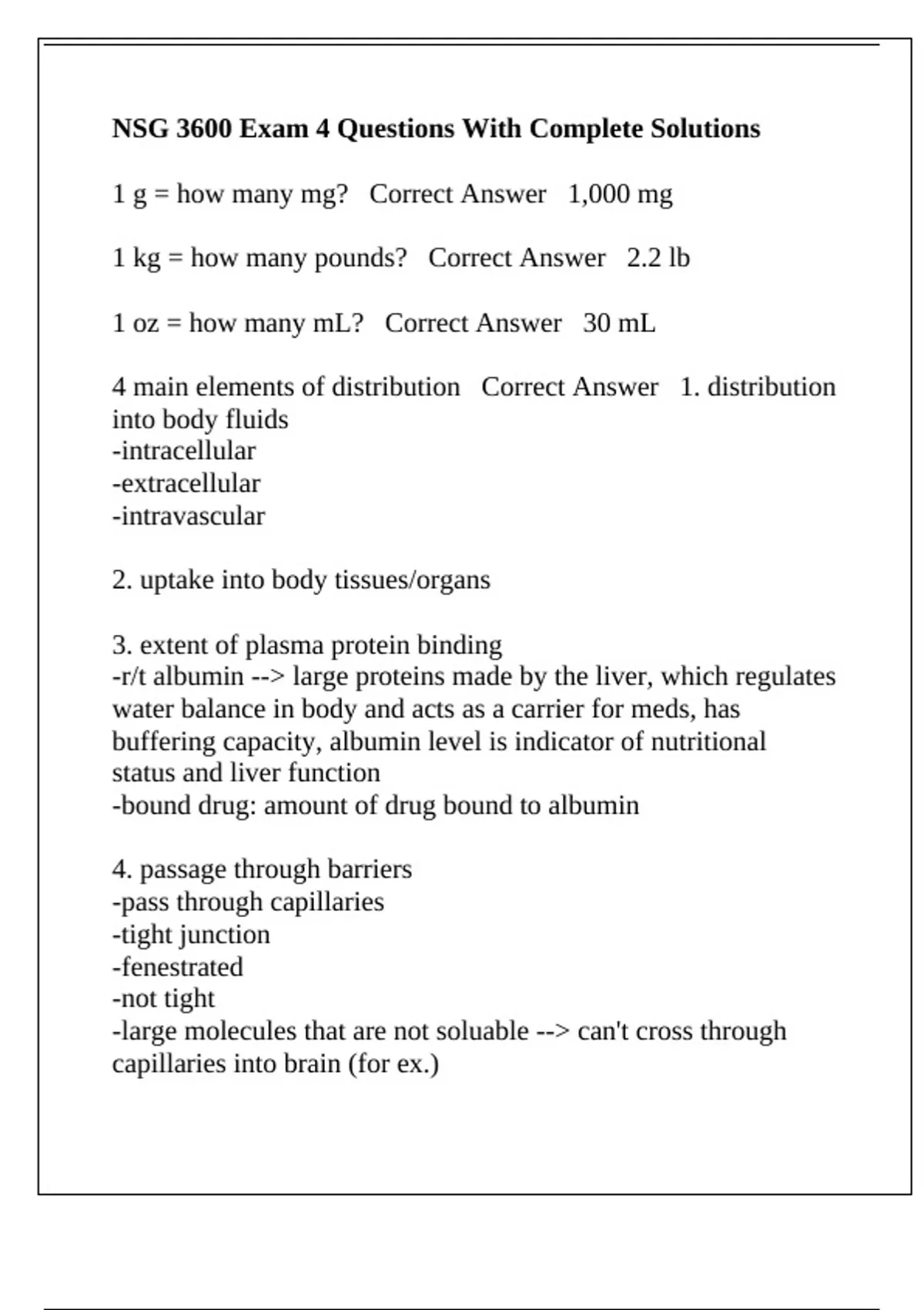 NSG 3600 Exam 4 Questions With Complete Solutions - NSG 3600 - Stuvia US