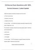 CA Escrow Exam Questions with 100&percnt; Correct Answers &vert; Latest Update