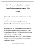 Crossfit Level 1 Certification Actual Exam Questions and Answers 100&percnt; Solved