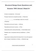 Structural Design Exam Questions and Answers 100&percnt; Solved &vert; Rated A&plus;