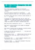PA State Inspection Categories Test with Verified Answers