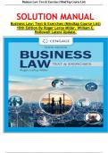 SOLUTION MANUAL Business Law&colon; Text & Exercises &lpar;Mindtap Course List&rpar; 10th Edition By Roger Leroy Miller&comma; William E&period; Hollowell Latest Update&period; 