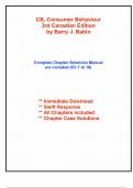 Solution Manual for CB&comma; Consumer Behaviour 3rd Canadian Edition  by Barry J&period; Babin&comma; Chapter 1-16 &vert; All Chapters