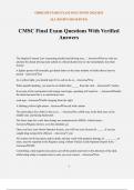 CMSC Final Exam Questions With Verified Answers