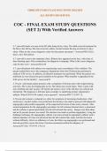COC - FINAL EXAM STUDY QUESTIONS &lpar;SET 2&rpar; With Verified Answers