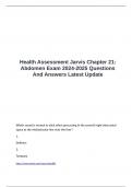 Health Assessment Jarvis Chapter 21 Abdomen Exam 2024-2025 Questions And Answers Latest Update
