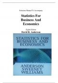 Solutions Manual To Accompany Statistics For Business And Economics Eighth Edition by David R&period; Anderson Complete Guide A&plus;
