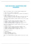 NUR 325 EXAM 1 QUESTIONS AND ANSWERS