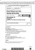 Pearson Edexcel A Level 3 GCE &lpar;9EC0&sol;02&rpar; Economics A Advanced paper 2&colon;The National and Global Economy Question paper&plus;mark scheme Monday 20 may 2024