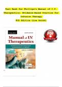 Test Bank - Phillips&rsquo;s Manual of I&period;V&period; Therapeutics&semi; Evidence-Based Practice for Infusion Therapy 8th Edition &lpar;Lisa Gorski &comma; 2024&rpar; &comma;Latest Edition&vert;&vert; All Chapters