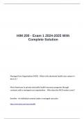 HIM 200 - Exam 1 2024-2025 With Complete Solution