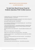 Nevada State Board License Exam for Esthetics Questions With Verified Answers