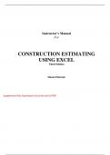 Instructor Manual for Construction Estimating Using Excel 3rd Edition By Steven Peterson&comma; Frank Dagostino &lpar;All Chapters 100&percnt; Original Verified&comma; A&plus; Grade&rpar;