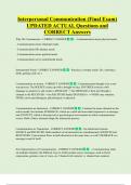 Interpersonal Communication &lpar;Final Exam&rpar; UPDATED ACTUAL Questions and  CORRECT Answers