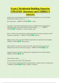 Exam 1 Residential Building Inspector UPDATED Questions and CORRECT  Answers