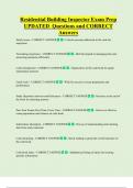 Residential Building Inspector Exam Prep UPDATED Questions and CORRECT  Answers