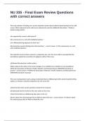 NU 335 - Final Exam Review Questions with correct answers