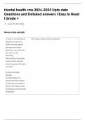 Mental health cms 2024-2025 Upto date Questions and Detailed Answers &vert; Easy to Read &vert; Grade &plus;