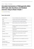Microbial Mechanisms of Pathogenicity 2024- 2025 Upto date Questions and Detailed Answers &vert; Easy to Read &vert; Grade &plus;
