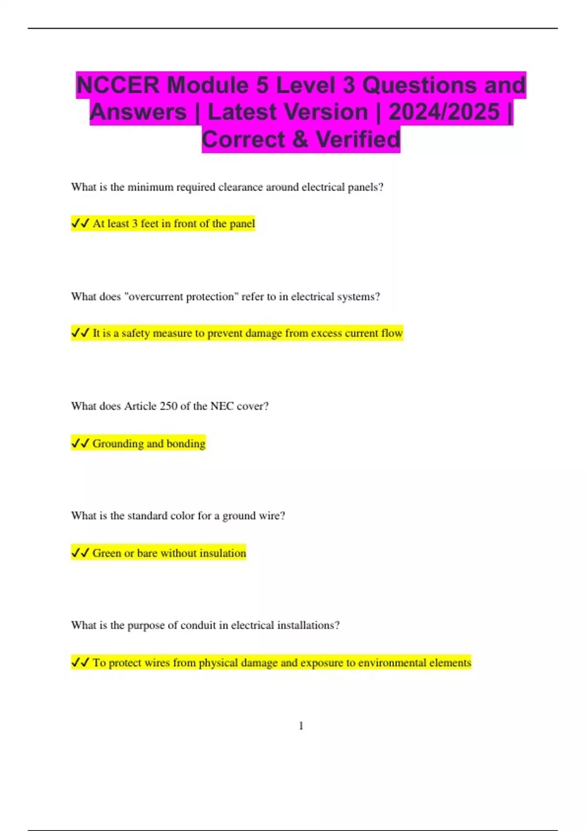 NCCER Module 5 Level 3 Questions and Answers | Latest Version | 2024/ ...