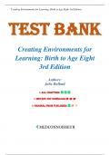 Test Bank For Creating Environments for Learning&colon; Birth to Age Eight 3rd Edition by Julie Bullard