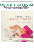 COMPLETE TEST BANK&colon; Ethics and Law in Dental Hygiene 3rd Edition by Phyllis L&period; Beemsterboer Latest Update&period;