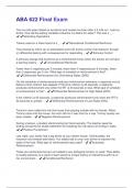 ABA 622 Final Exam Latest Questions & Answers Verified 100&percnt; Correct&excl;&excl;