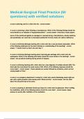 Medical-Surgical Final Practice &lpar;50 questions&rpar; with verified solutions